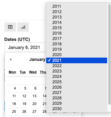 Image shows Date picker UI element